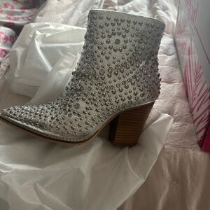Corkys Silver Crinkle Metallic Ankle Boots